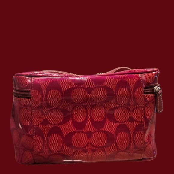 Red Coach Signature Vinyl Toiletry Bag - Picture 2 of 7